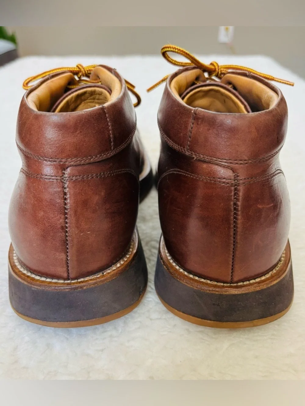 Cole Haan Men's Brown Leather Lace-Up Boots - Classic Workwear Chukka Boots 10